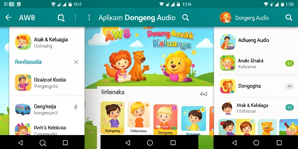 Antarmuka AW8 yang ramah anak dengan cerita audio menarik.