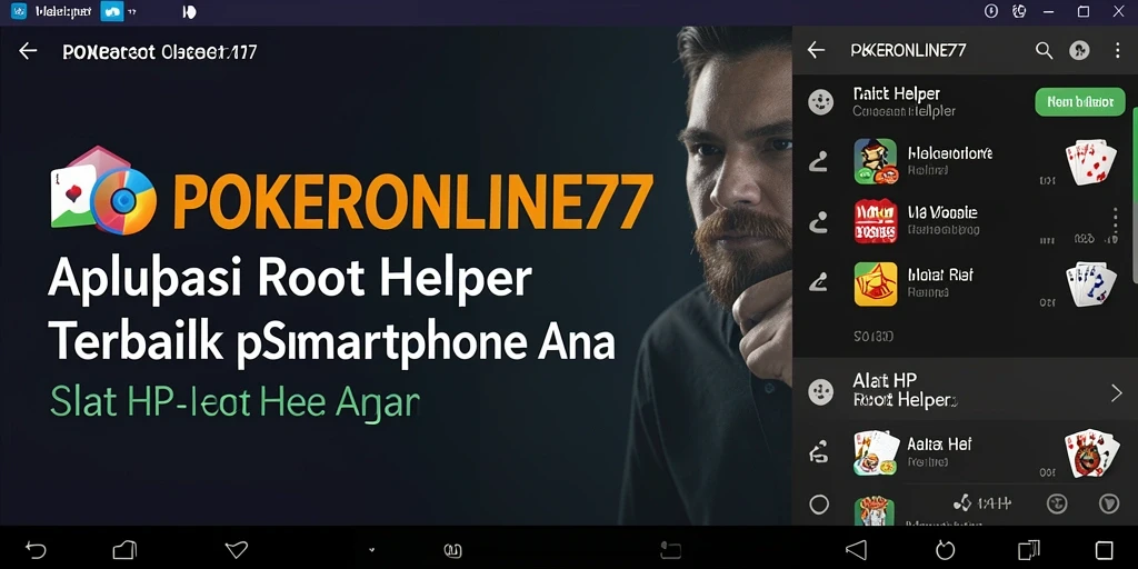 Tampilan antarmuka POKERONLINE77 untuk fitur Root Helper.